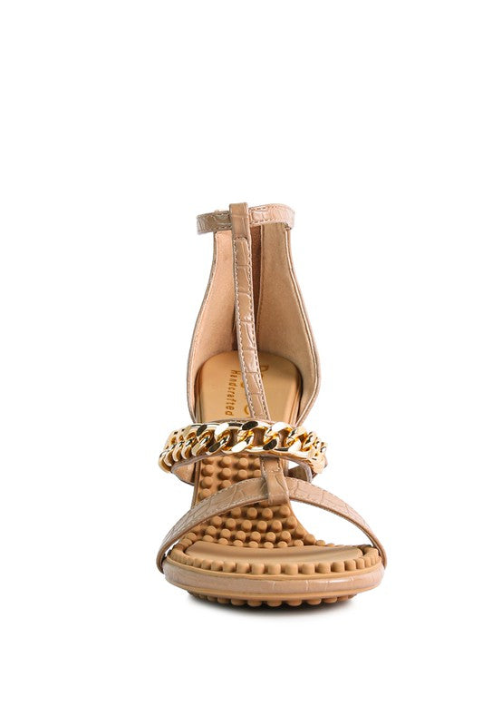 DAKOTA Metal Chain Mid Heel Sandals