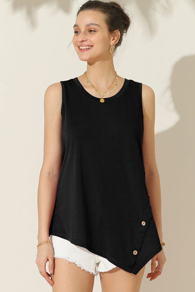 Ninexis Round Neck Button Side Tank