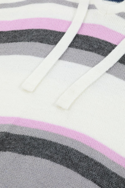 Plus Size Striped Long Sleeve Hooded Sweater