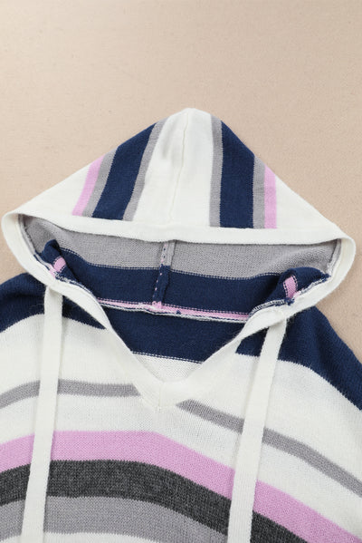 Plus Size Striped Long Sleeve Hooded Sweater