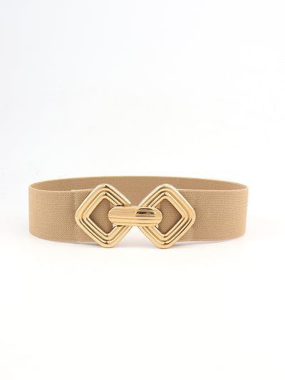 Geometric Buckle Elastic Wide Belt