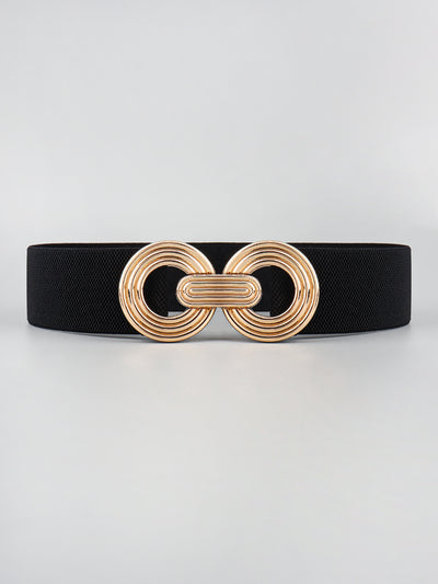 Geometric Buckle Elastic Wide Belt