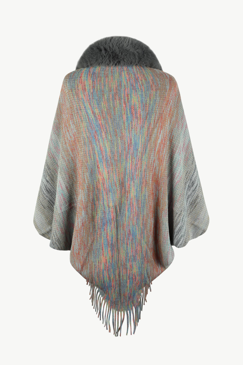 Open Front Fringe Hem Poncho