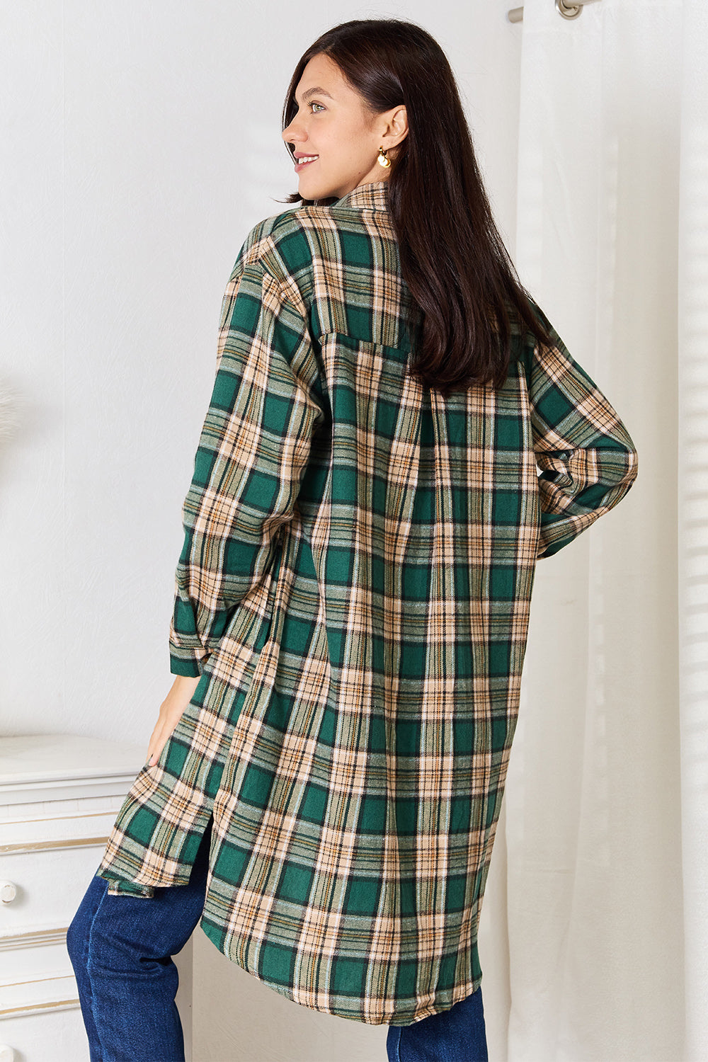 Mandy Plaid Collared Neck Long Sleeve Shirt